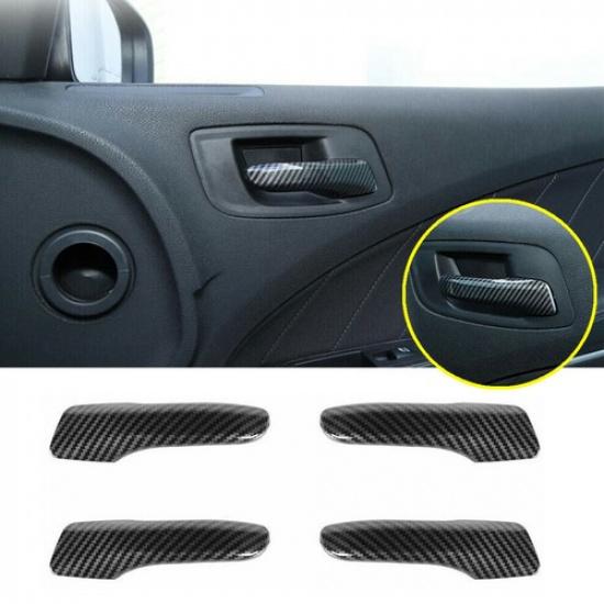 

For 2015- Chrysler 300 Carbon Fiber Inner Door Handle Cover Trim Strips 4PCS