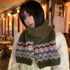 Wool Jacquard Knitted Scarf Plush Fair Isle Style Shawl Winter Cashmere Scarves  Autumn Winter