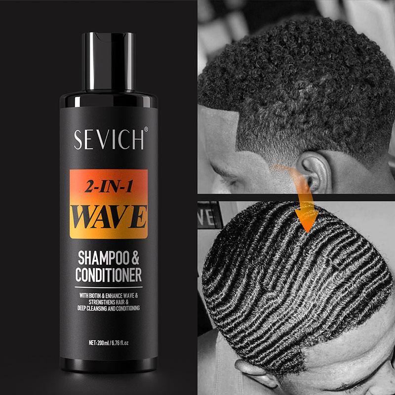 2 IN 1 Wave Shampoo for Men Strong Hold Waves Control Pomade  Non-Greasy Hair Styling Paste Wave Hair Oil Gel With Brush Anti Hair Loss Shampoo 200ml