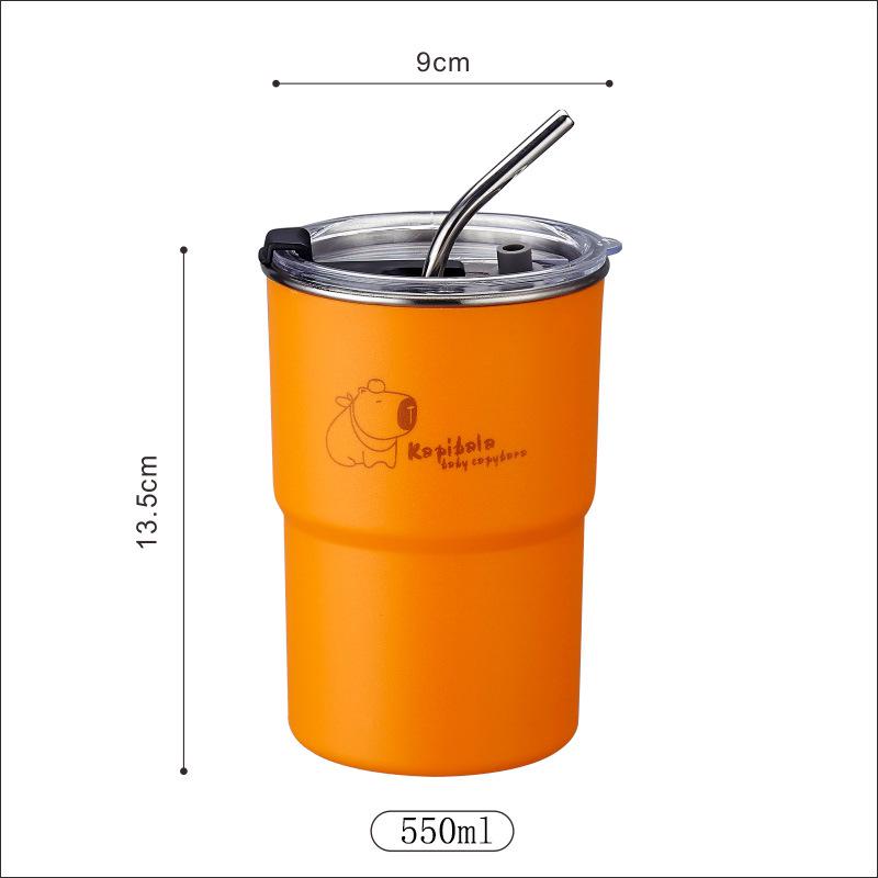 304 Food Grade Insulated Stainless Steel Coffee Mug with Straw - Double Wall, Portable Cold Storage for Tea & Office Use
