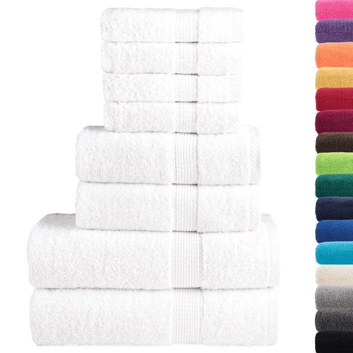 VidaXL Ensemble de Serviettes de Qualité Supérieure 8 pcs, Essuie-mains, Serviettes de Douche, Draps de Bain, Serviettes 137536