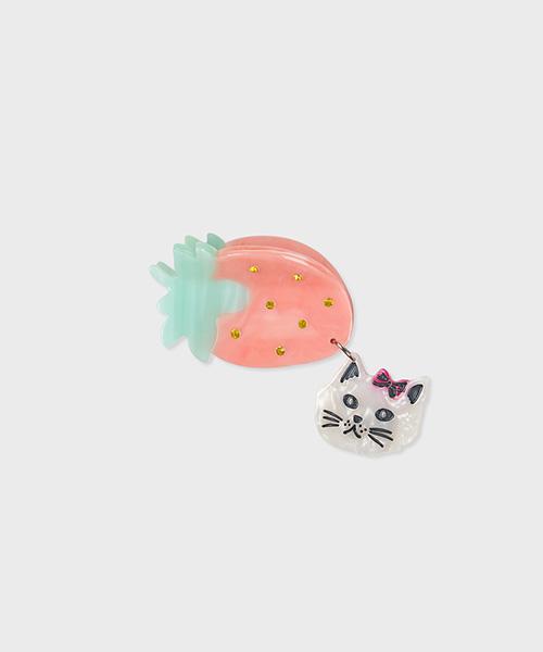 Socks Appeal Nat Hair Clip Strawberry Cat Pink