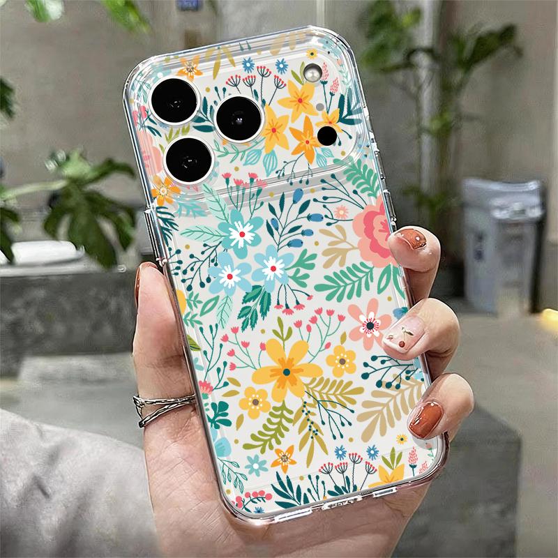 Pink Lily Flower Print Clear Phone Case For iPhone 17e 17 16 15 14 13 Pro Max 17 Pro 16e 12 11 Transparent Shockproof Soft Cover