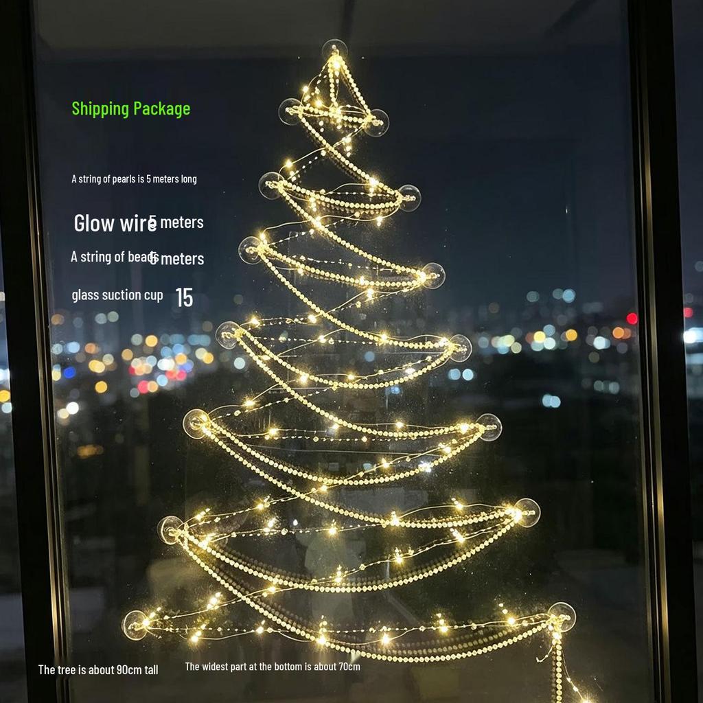 2027 DIY Floor-to-Ceiling Christmas Tree Window Lights Decoration for Festive Living Room