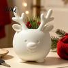 Ceramic Style Vase 3D Printed Reindeer Succulents Planter Pot for Indoor Plants Decorative Desktop Modern Art Sculpture Organizer Christmas