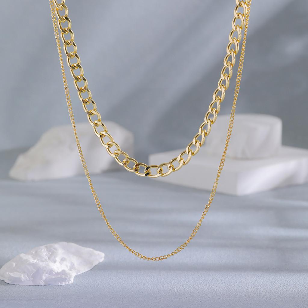 Stunning Gold Geometric Layered Necklace For Women Fashionable And Trendy Accessory