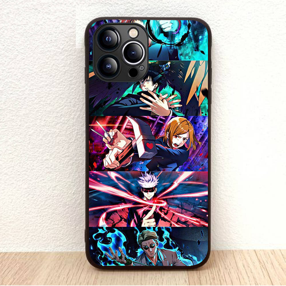 BW-28 Jujutsu Kaisen Soft Black Case for iPhone XR 14 15 11 12 13 6 7 8 X XS Pro Max Samsung S22 S23 S21 S24 FE Ultra S8 Plus