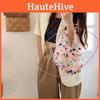 Feminine Korean Sheer Mesh Handbag Small Delicate Floral Embroidery Soft Bag