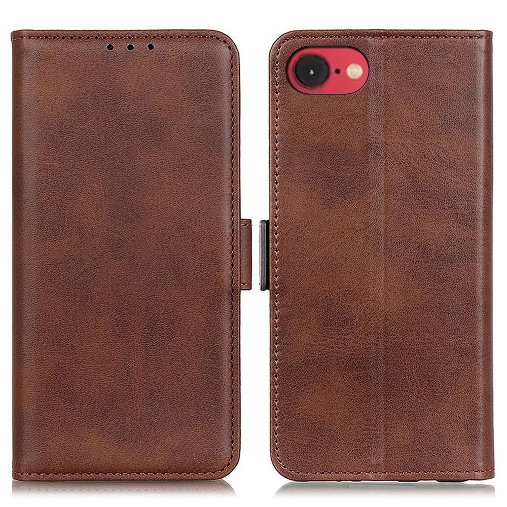 For iPhone 16e Case Stand Cowhide Texture PU Leather Phone Cover