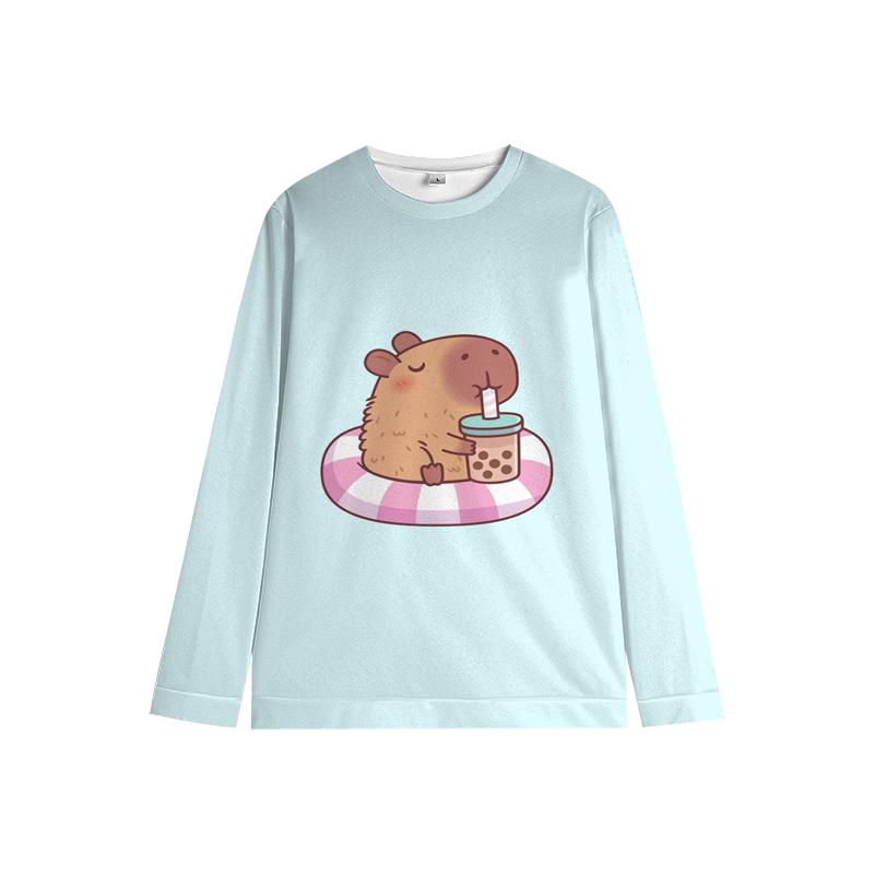 Capybara Kids Crewneck Sweatshirt My Spirit Animal Soft Cartoon Print Comfy Unisex Casual Wear for Boys & Girls