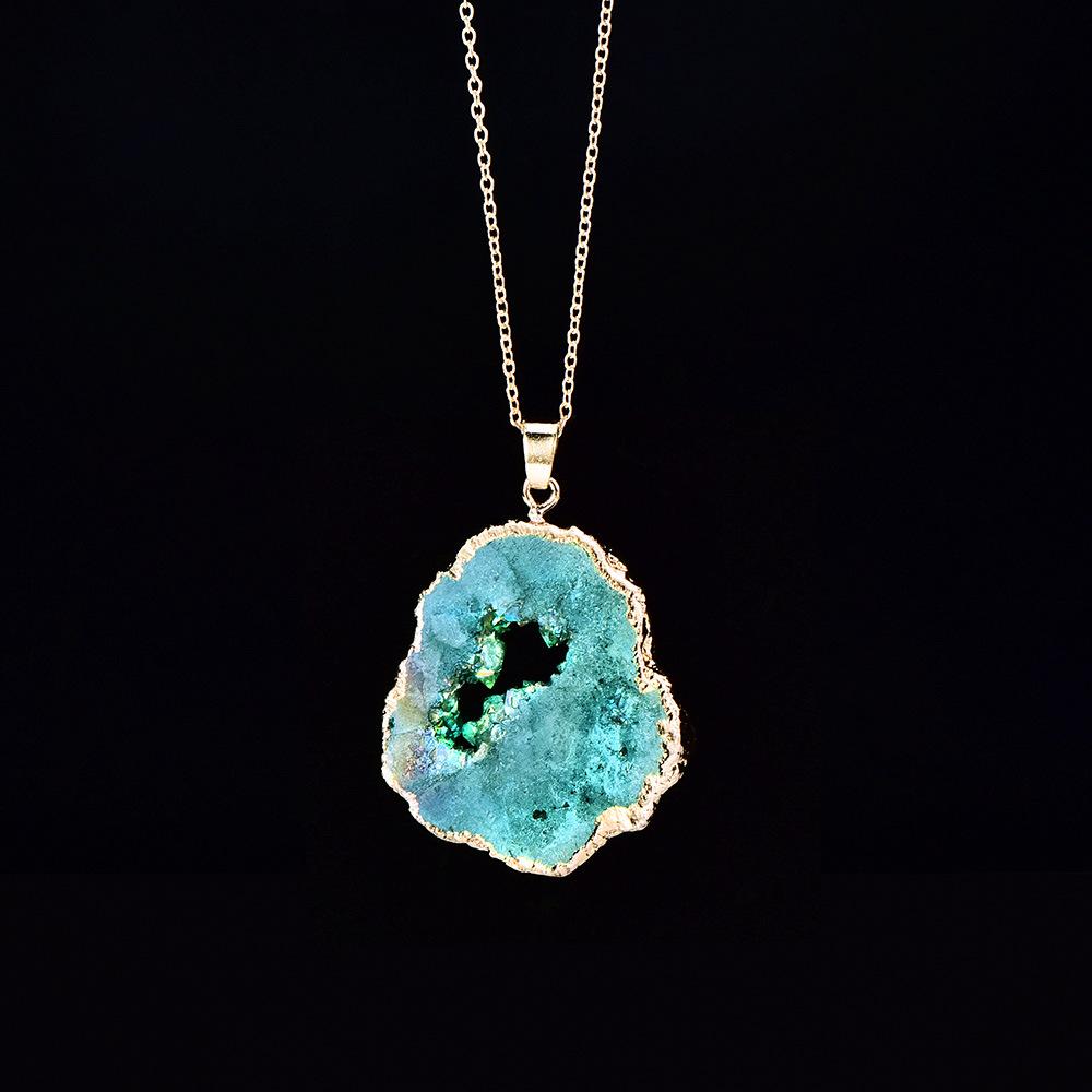 Natürliche unregelmäßige Achat-Anhänger Geoden-Quarzscheibe Kristall Druzy Anhänger Halskette DIY Schmuckherstellung Natürliche Achatscheiben-Halskette