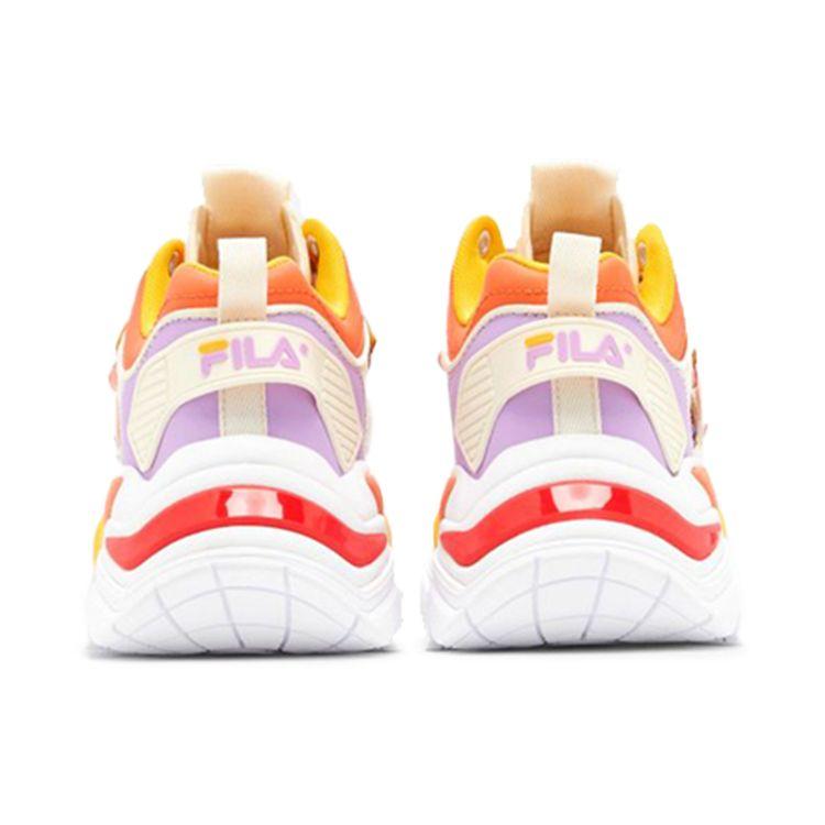 Fila Cage Mid Mixed Synthetic Leather Trendy Sports Mid-Top Dad Shoes Women Sneaker White Orange 5RM01753_827