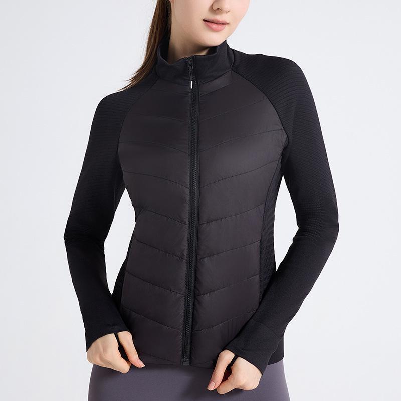 Leichte nahtlose Damen-Laufjacke aus weißer Gänsedaune