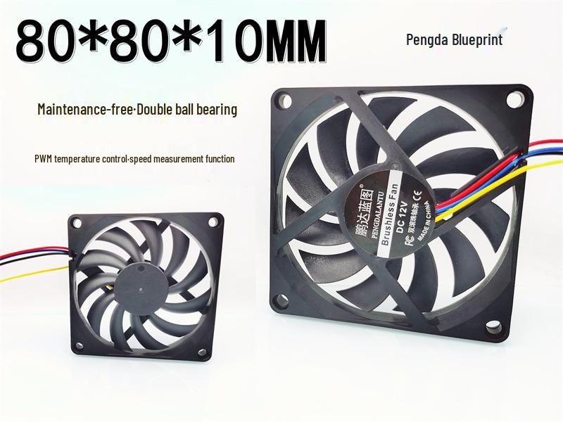 

Pengda Lantou 8010 Double Ball Bearing 8CM PWM 12V 0.17A Case Cooling Fan with Temperature Control Motherboard 4-pin Connector