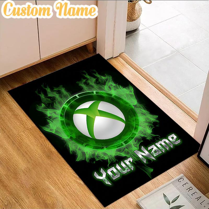 Custom Name Game box Neon Logo Rug, Office Rug, Chair Rug, Carpet for Living Rooms, Doormat Game Rug Home Decor Christmas Gifts