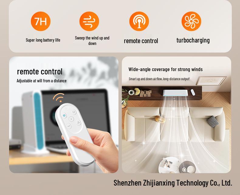 Rechargeable Desktop Tower Fan - Powerful Wind, Long Battery Life, Portable USB Fan for Office