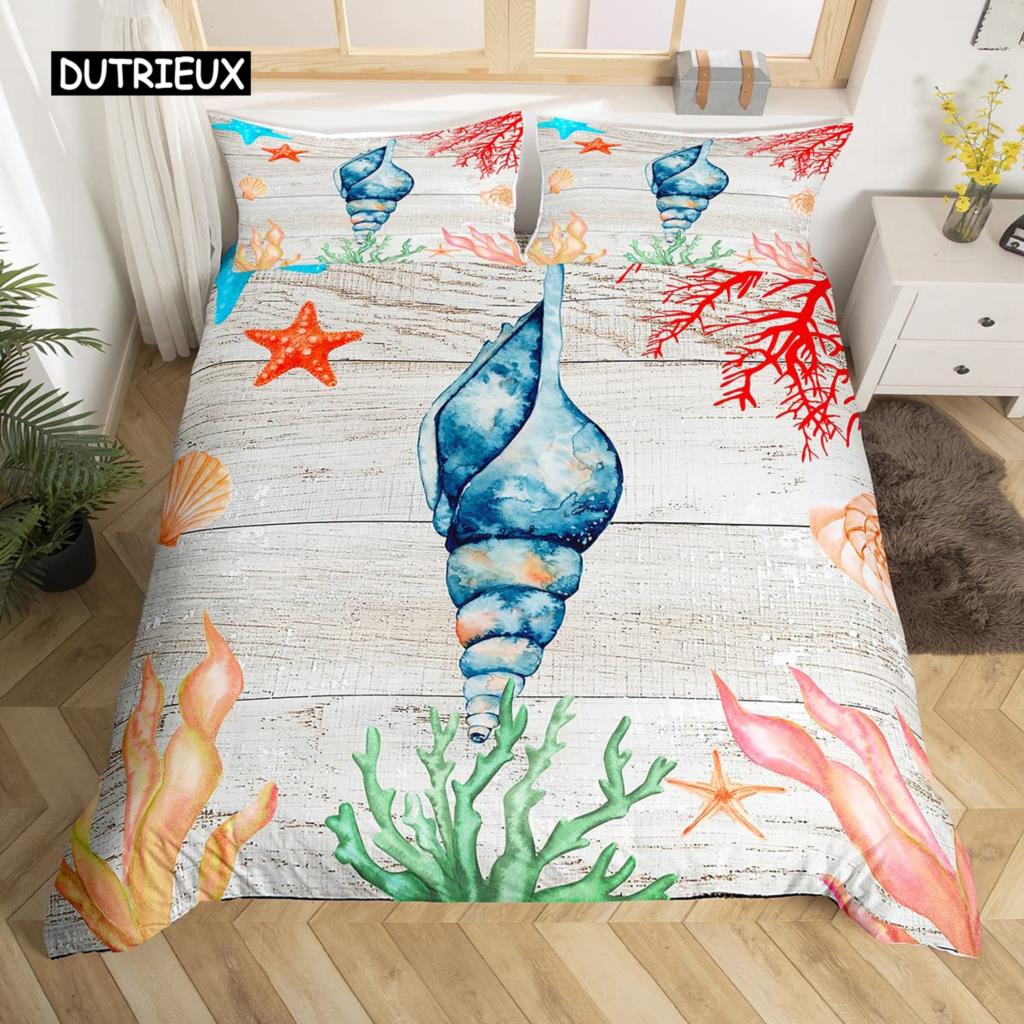 Sea Turtle Duvet Cover Twin Ocean Reptile Tortoise Comforter Cover Nautical Beach Bedding Set Microfiber Coastal Bedspread Cover