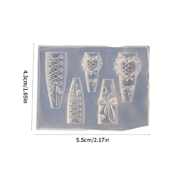 Kreatives Silikon Nagelform Set mit Herzband Schnitzerei Praktisch für Kunden Glitzer Nagel Schmuck Herstellungszubehör