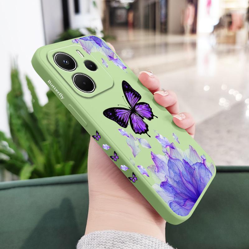 Purple Butterfly Phone Case For Xiaomi Redmi Note 14 13 12 12S 11 11S 10 10S Pro Plus 15 15C 14C 4G 5G Silicone Cover