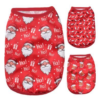 Hundekleidung Weihnachten Haustier T-Shirt Für Kleine Mittlere Hunde Katzen Sommer Atmungsaktiv Weich Gemütlich Welpen Weste Mantel Chihuahua Mops Outfits