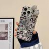 For iPhone 14 Pro Max Hybrid Case Leopard Bow Pattern TPU PC Phone Cover 3D Rhinestone Bowknot Decor