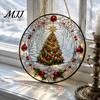 Transparent Acrylic Hanging Ornaments Stained Glass Style Window Hanging, Christmas Tree Snow Scene Xmas Gift for Family Friends Suncatcher, Door Home