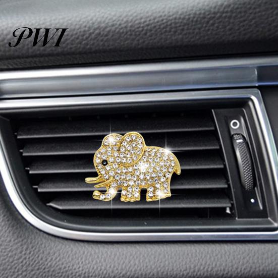 No Glue Required Air Vent Clip Car Freshener Luxury Rhinestone Alloy Elephant Auto Outlet Decoration Aromatherapy Diffuser Interior Accessories