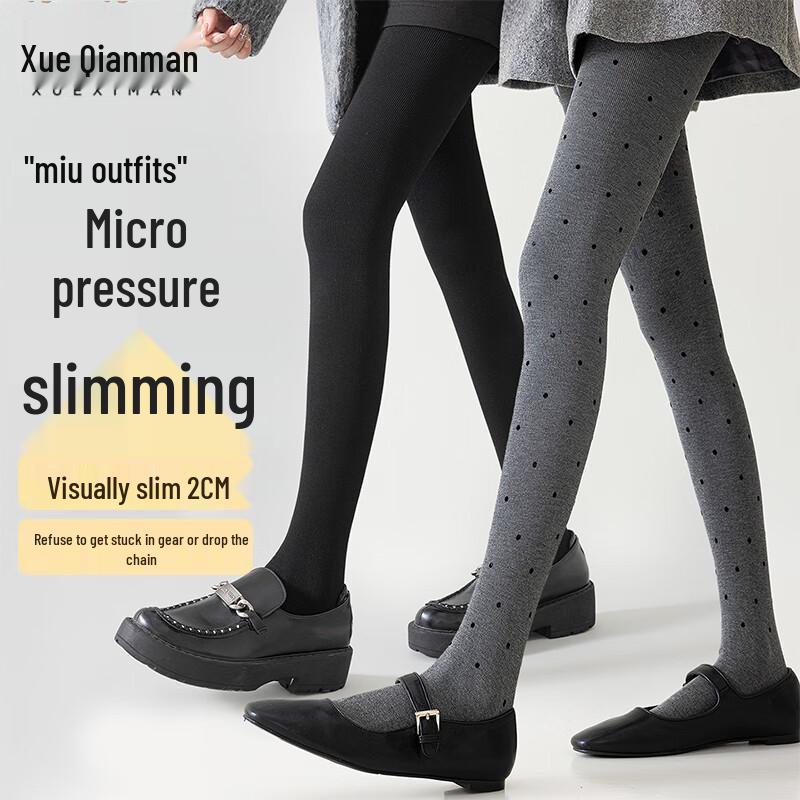 

Xueqiman Женские тонкие корректирующие колготки в горошек One Size (110g, No Fleece, fits 42.5-60kg)