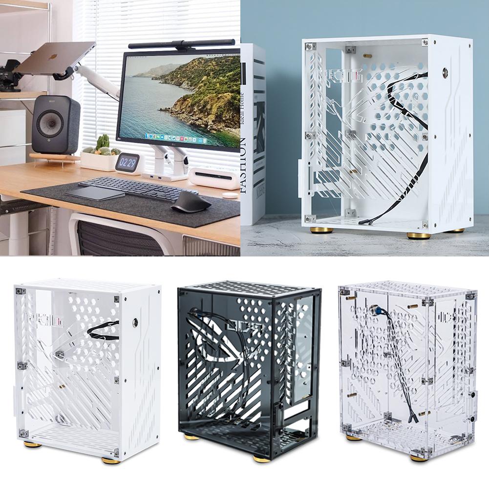 Přenosný akrylový rám FLEX 1U Napájení Mini PC Skříň 4.3L Externí displej Hostitelská sada DIY Holý Podpora pro ITX Počítač