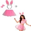 PESENAR Easter Bunny Headband Costume Accessory Set with Bowtie Tail and Tutu Skirt,Cute Bunny Cosplay Easter Dress Up