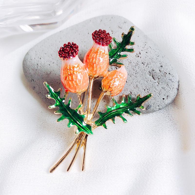 SKEDS Women Creative Enamel Flower Brooches Pins Fashion Exquisite Metal Corsage Brooch Plant Wedding Party Badges Lapel Pin