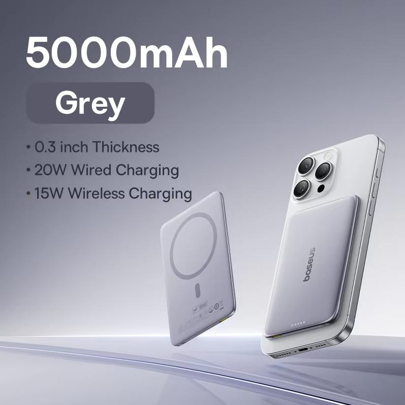 Baseus Card Magnetic Wireless 20W Fast Charging Power Bank 5000mAh Apple 16/15/14 Huawei Xiaomi Phone