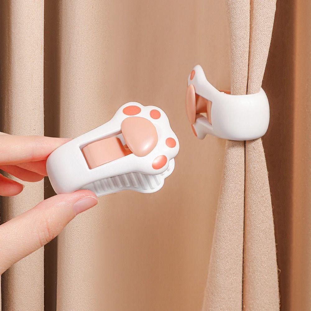 

4Pcs Cat s Paw Shape Curtain Windproof Fasteners Punch-free Curtain Decoration Accessories
