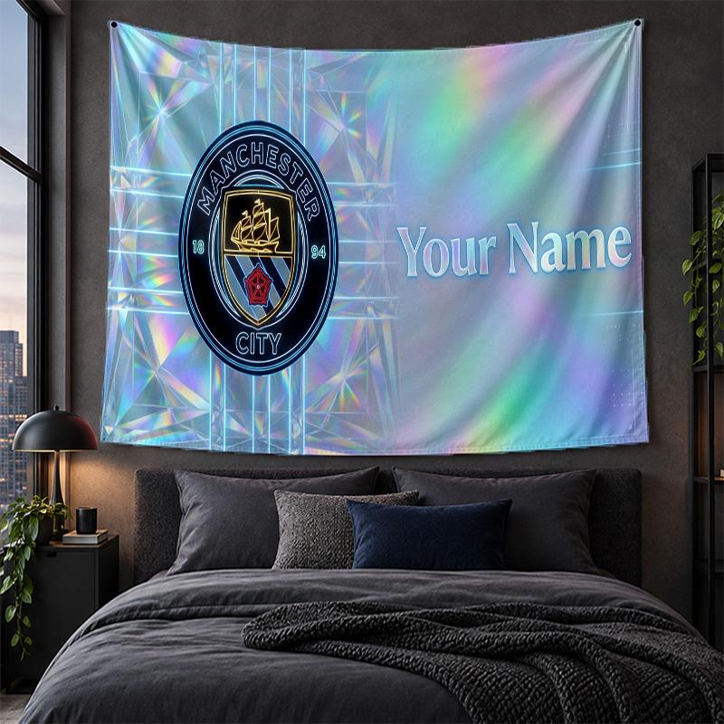 Spersonalizowany Gobelin Ścienny Wzór Manchester City Tkanina Tła Artystycznego