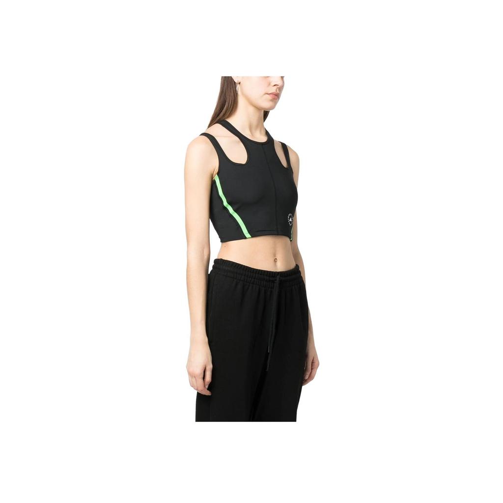 Adidas Striped Sleeveless Sports Tank Top Women Tops Black HR4483