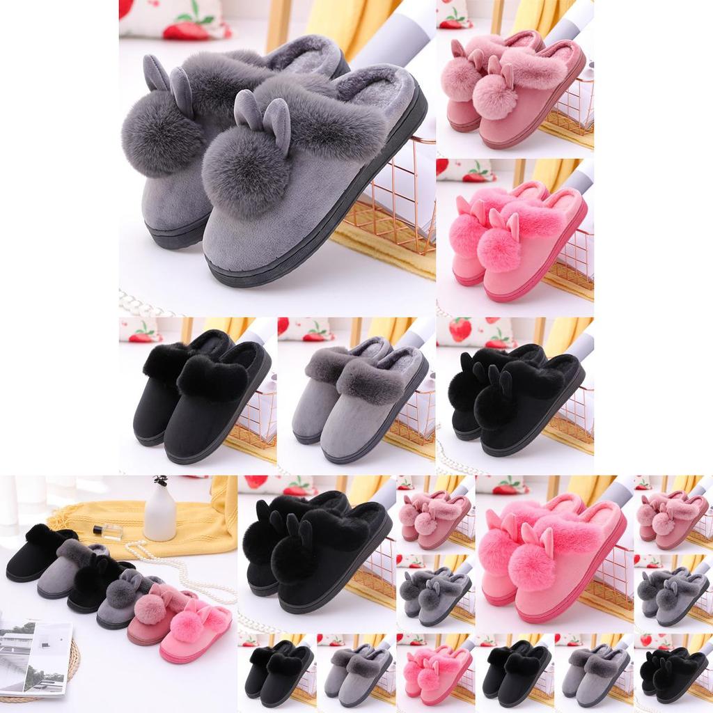 Cozy Women Rabbit Plush Slippers For Winter With Non-slip Indoor Design