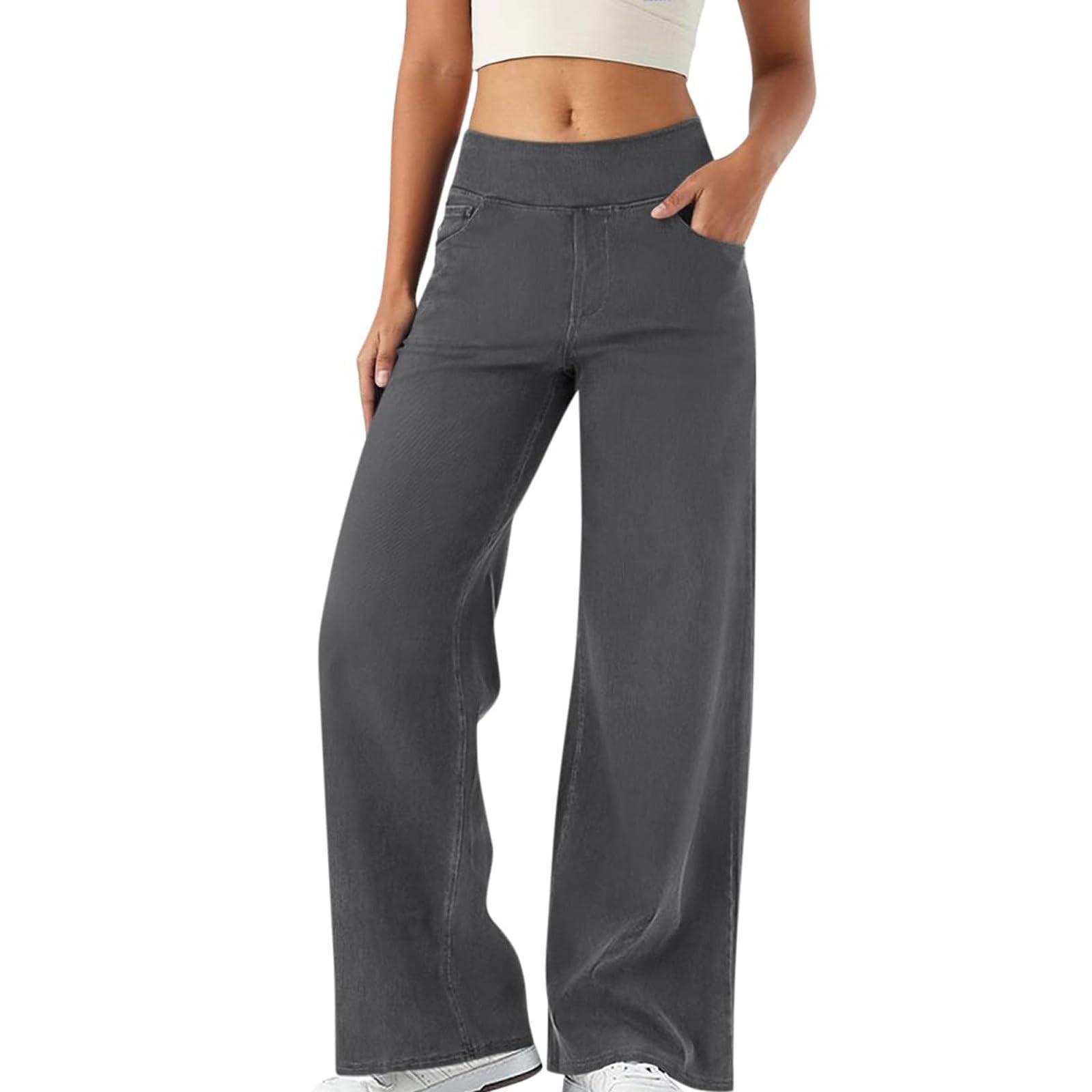 

Женские джинсы с высокой посадкой и широкими штанинами, эластичные джинсы, широкие прямые штанины, эластичные, мешковатые, модные, свободные джинсовые брюки, лето M