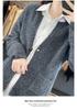24 AW New Color Women's 100% Wool Mid-Length Knit Cardigan with Pockets