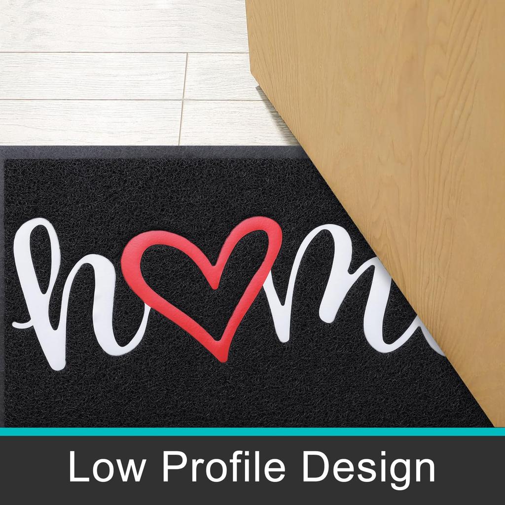 Olanly Washable Home Doormat Cute Letters Non-Slip Door Mats For Front Door Garden Dirt Trapper Entryway Mat Of Outdoor Indoor