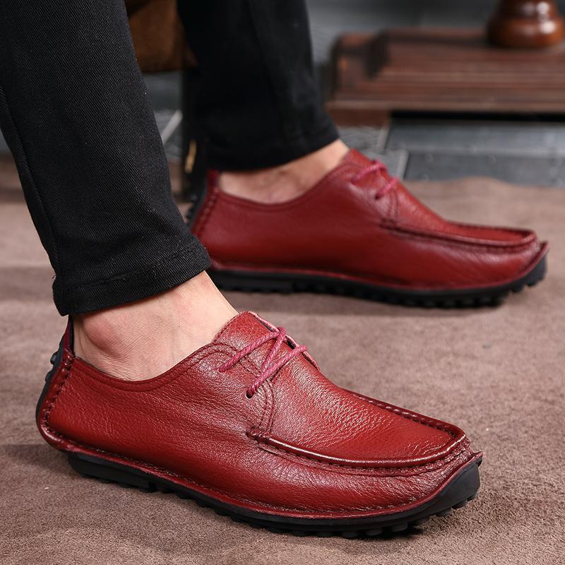 Neformální kožené boty Muži Mokasíny Trend Značka Business Boty Podzimní slip on Flat Muž Tenisky Pohodlné mokasíny Zapatos Hombre