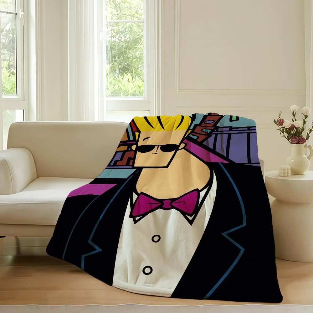 Coperta Cartoon J Johnny B Bravo per Divano Ufficio Letto Aereo Viaggio Sonno Lettura Relax Campeggio Morbida e Calda
