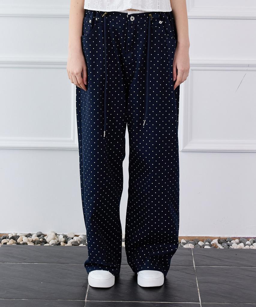 PINK PINEAPPLE Starry Dot Wide Pants_Navy
