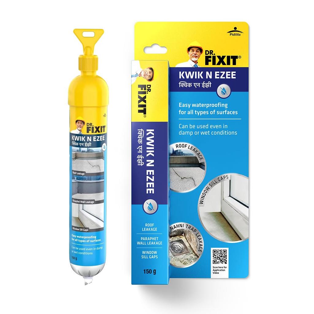 Dr. Fixit Kwik N Ezee Relleno para Grietas y Huecos en Paredes Paquete de 2 150g Sellador Blanco Impermeable para Reparaciones del Hogar