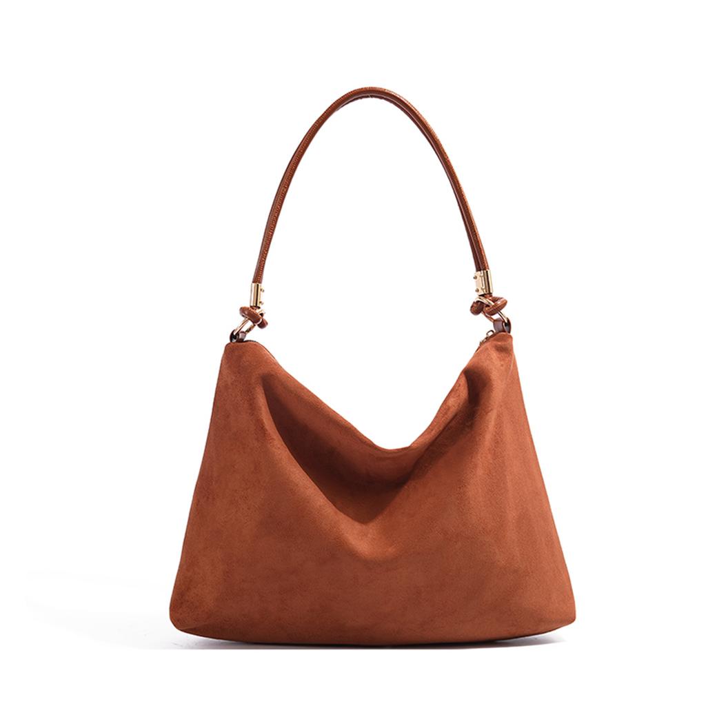 New Burgundy bag Retro shoulder bag suede leather commuter bag Women's Tote bag