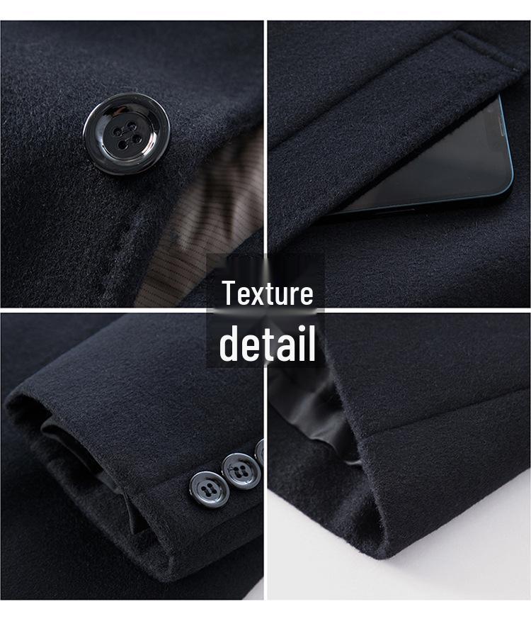 Men's Korean Style Detachable Down Liner Wool Overcoat, Winter 2025