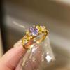 2025 New Zircon Water Drop Pattern Opening Ring Niche Versatile Light Luxury Index Finger Ring Fashion Jewelry