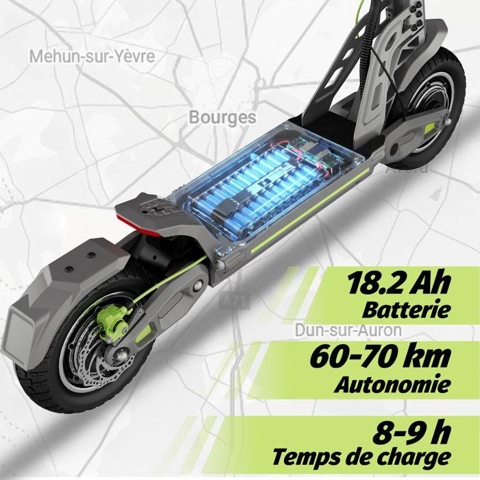 Monopattino elettrico E10, autonomia 60-75 km, PIC motore 800W x 2, velocità 45 km/h, pneumatici tutto-terreno 10 pollici-TODIMART