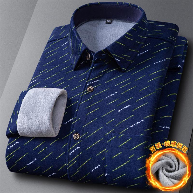 New Fashion Men's Double-sided Fleece Shirt Long Sleeve Thickened Autumn Winter Plaid Print Versatile Casual Daily Home Big 6XL
