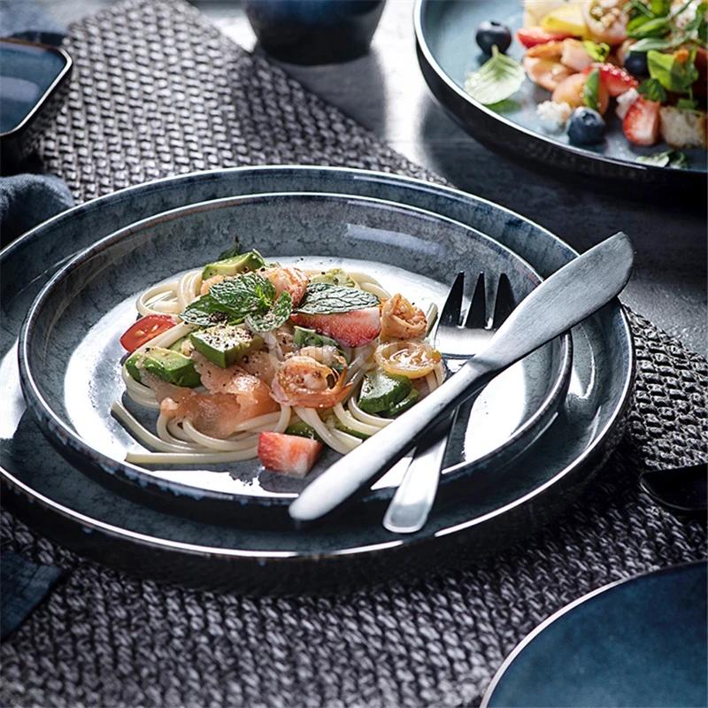 Creative and beautiful ceramic plates serving plate Retro tableware Western plate With steak for breakfast plates Japanese plate