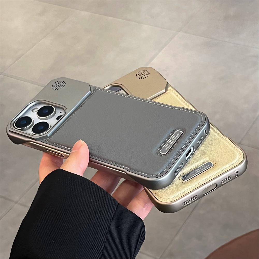 Premium Leather Magnetic Frameless Phone Case For iPhone 16 15 14 13 12 11 17 Pro Max Plus 16E Plating Protector Aroma Cover